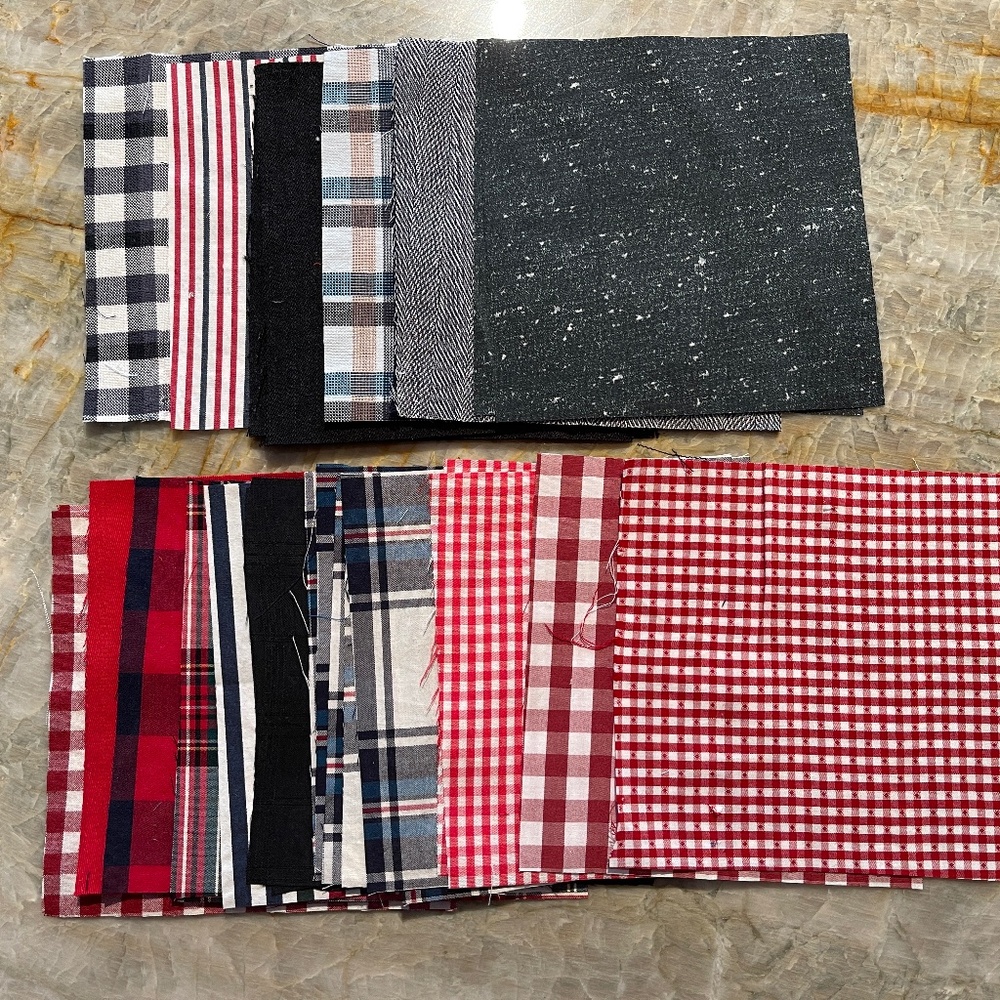 5" Inch Quilt Squares 39 Count Cotton From Men's Shirts